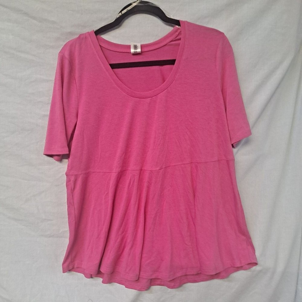 West Loop Women's Tunic Top Short Rounded Neck Sleeve Shirt Hot Pink NWT